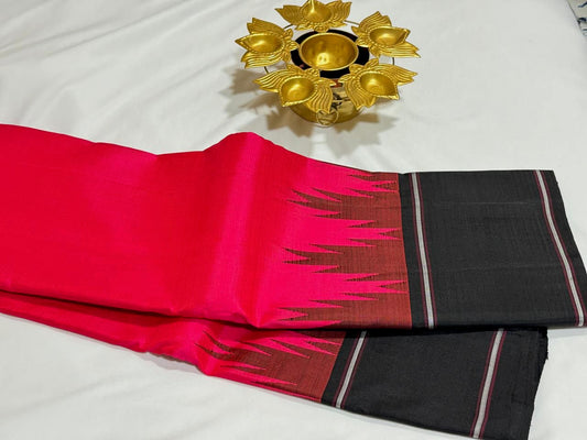 Shocking pink with black temple border