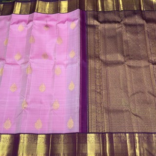 Rosemilk pink with dark jamoon purple buttas korvai