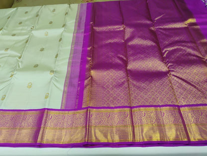 Cardamom green / magenta purple buttas korvai