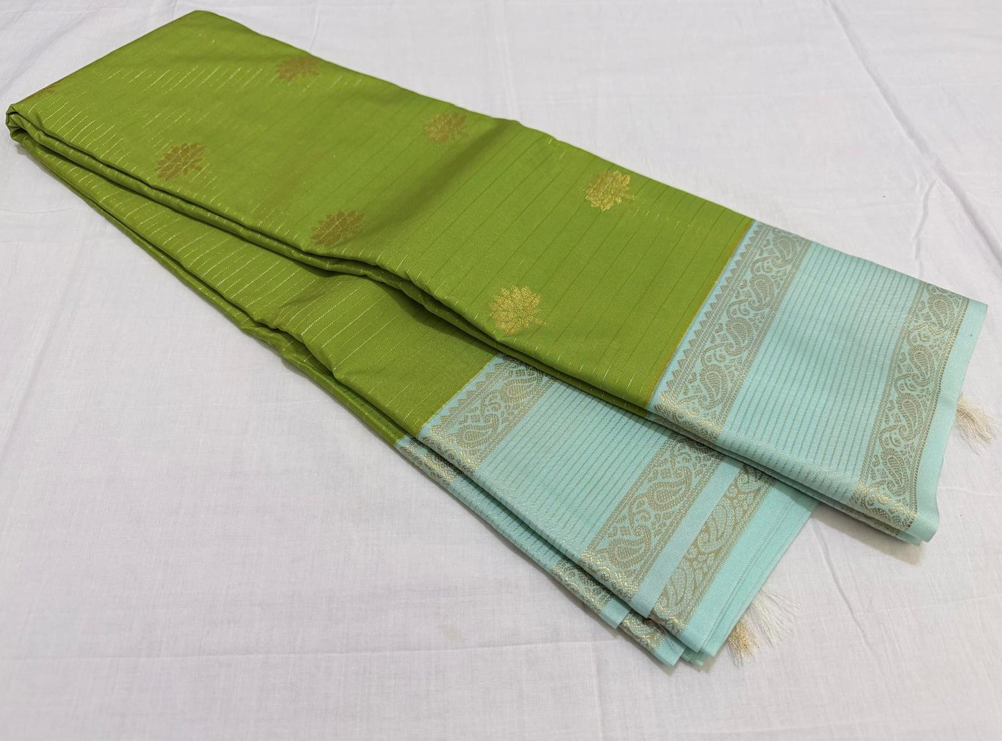 Olive green / sea blue veldhari rettapate