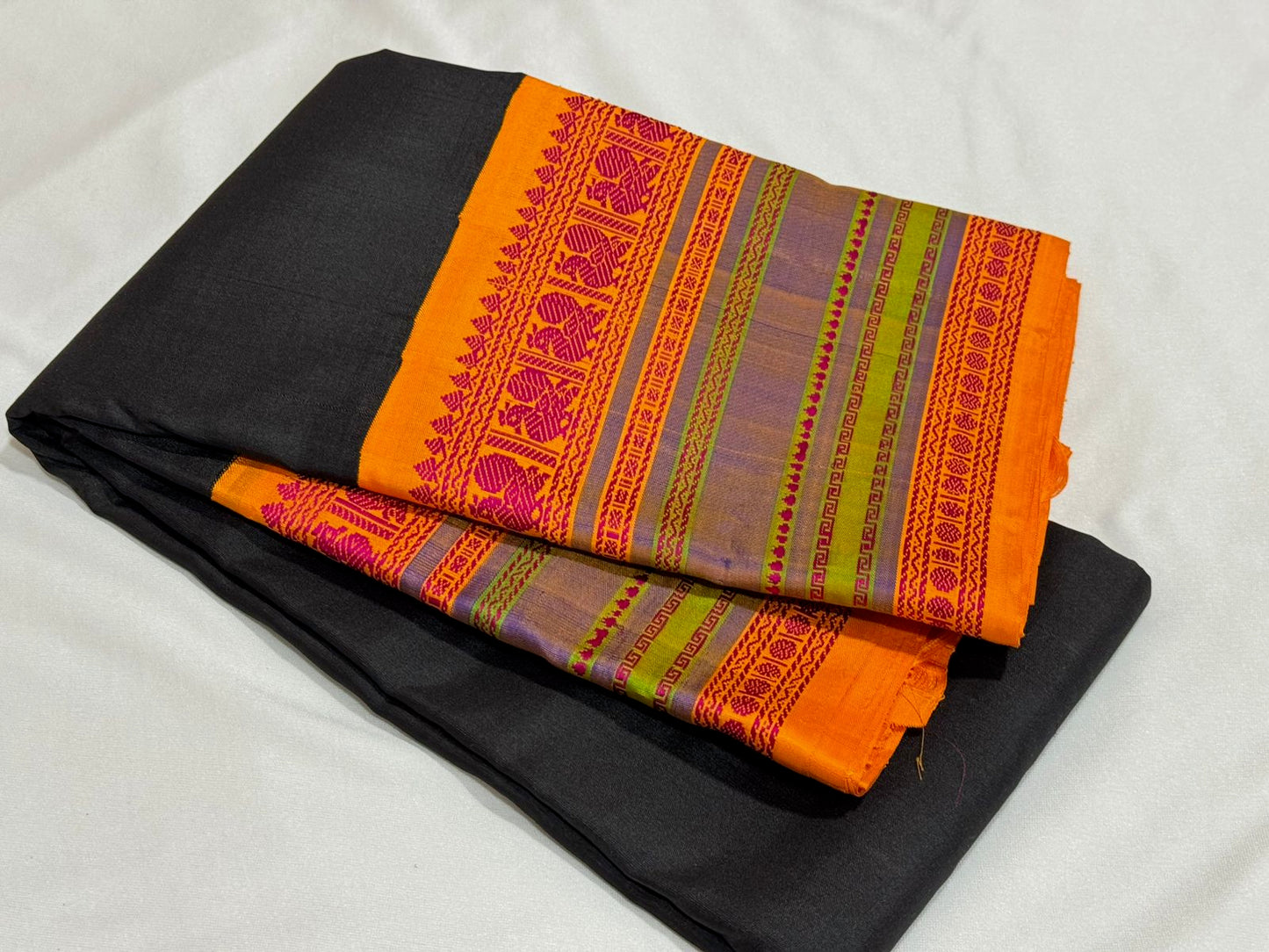 Black with mango orange/green varisaipet