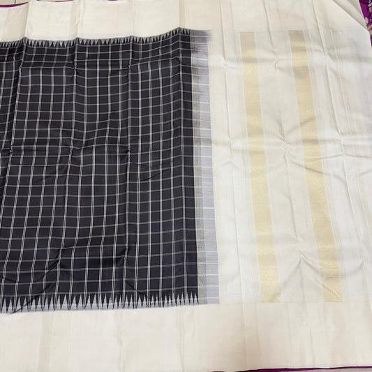 White/black rettapate checks with temple border