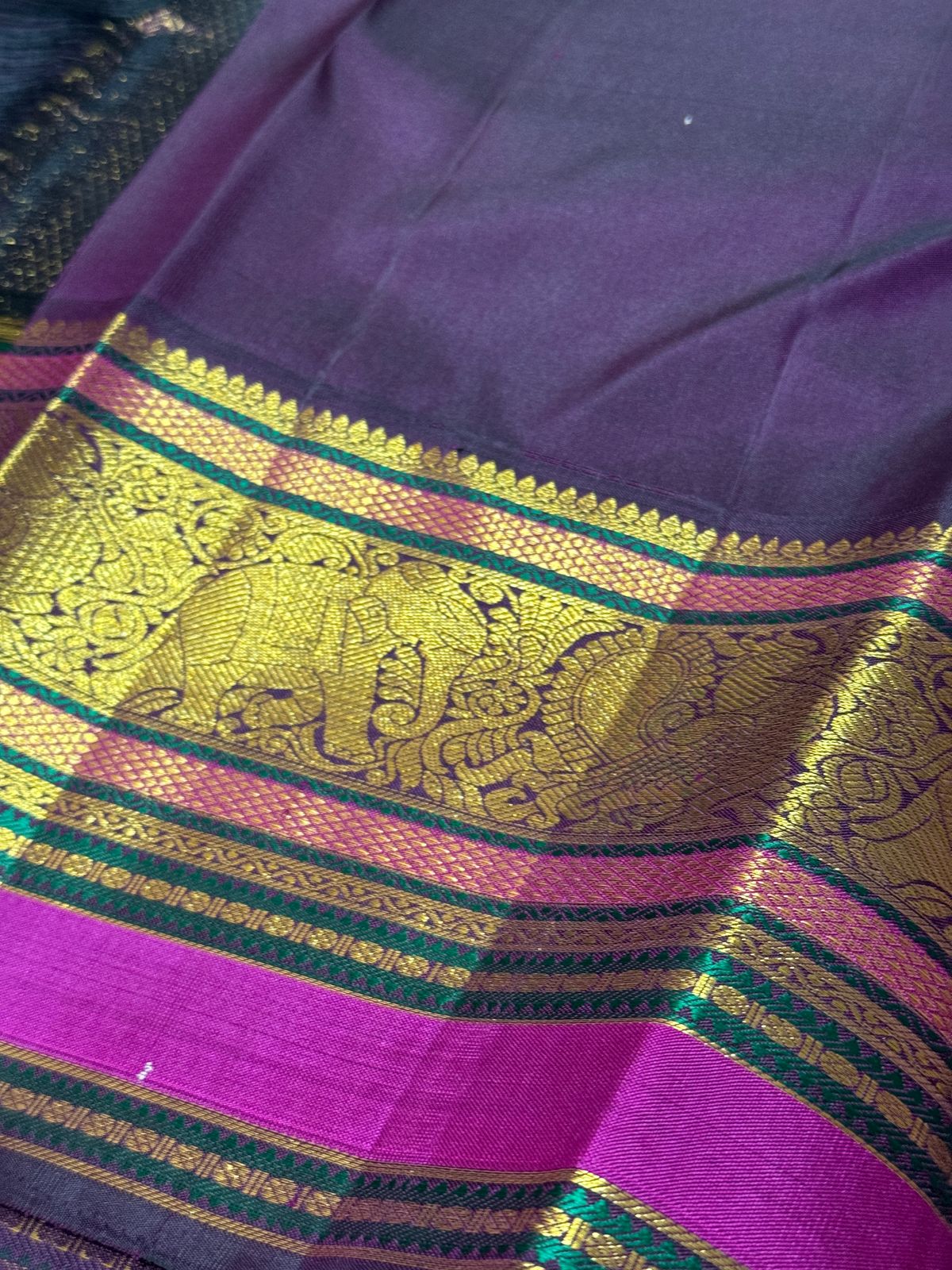 Lavender with deep purple with buttas korvai