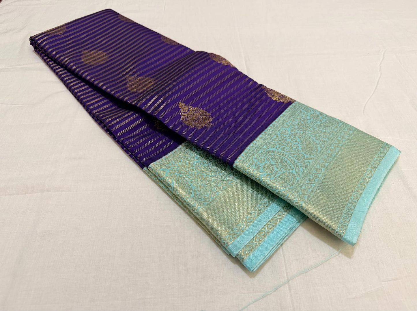 Dark Violet purple dual tone / teal thodar buttas with big buttas
