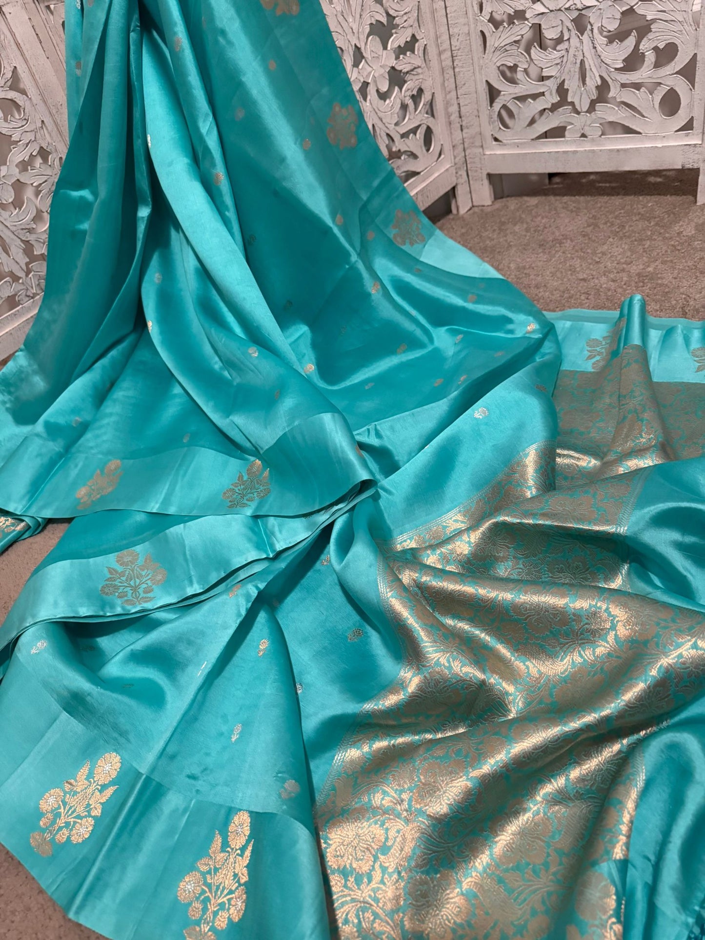 Raw mango Benarasi Teal