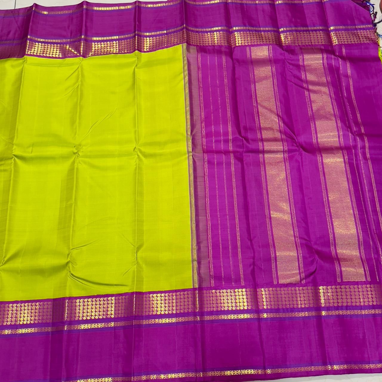 Sneha green with purple korvai