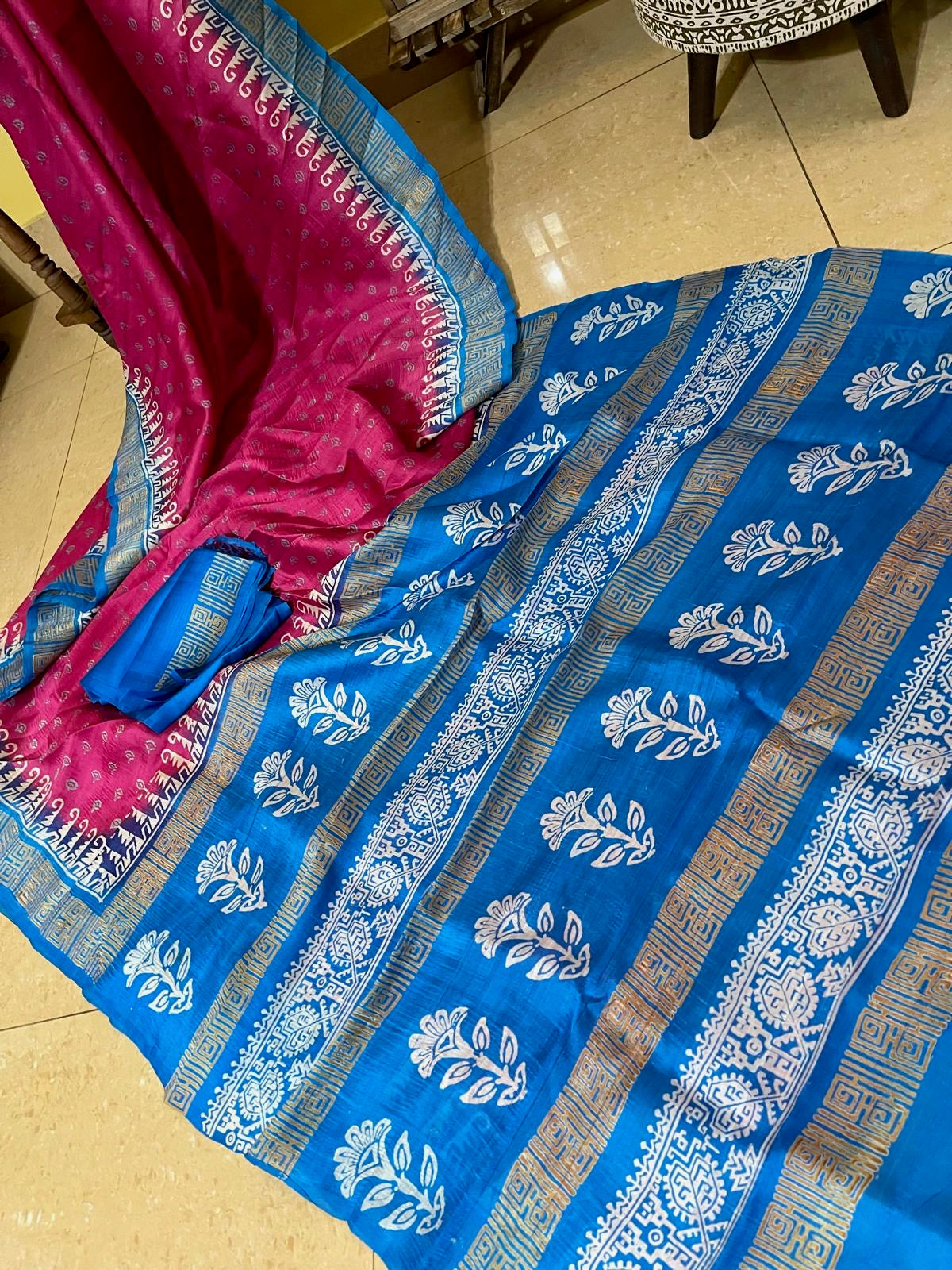 Rani pink with blue