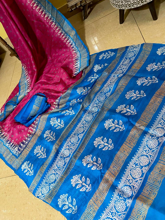 Rani pink with blue