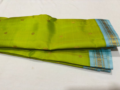 Pastel green with blue buttas korvai