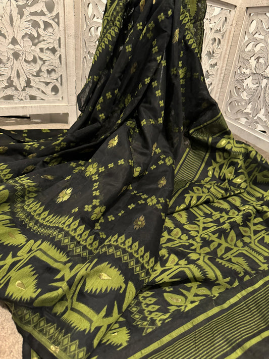 Jamdhani - Olive Green / black