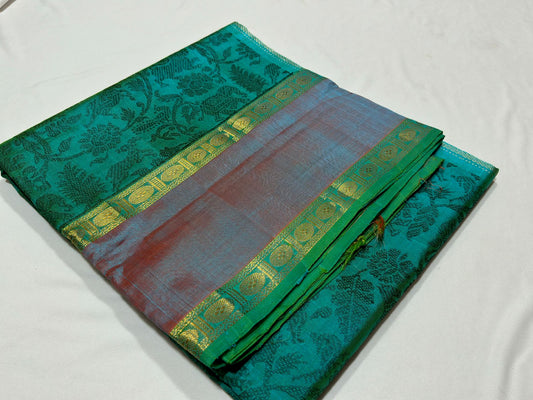 Vanashringaram Weave peacock green with bluish green