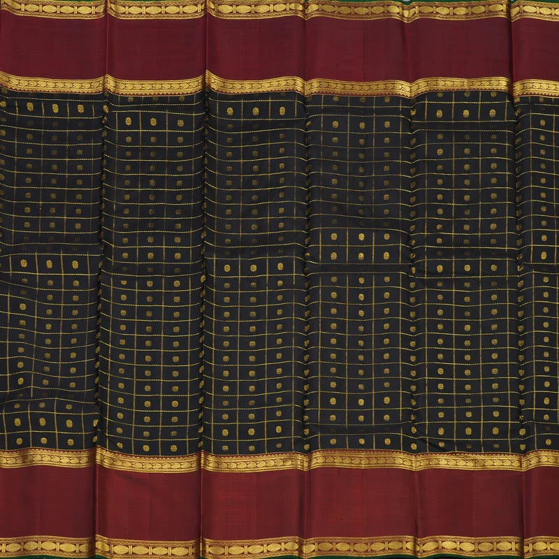 Black with maroon checks laksham buttas rettapate