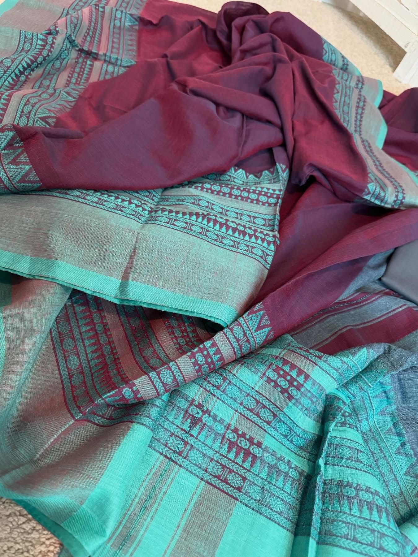 Soft Bengal Cotton dual tone purple / teal