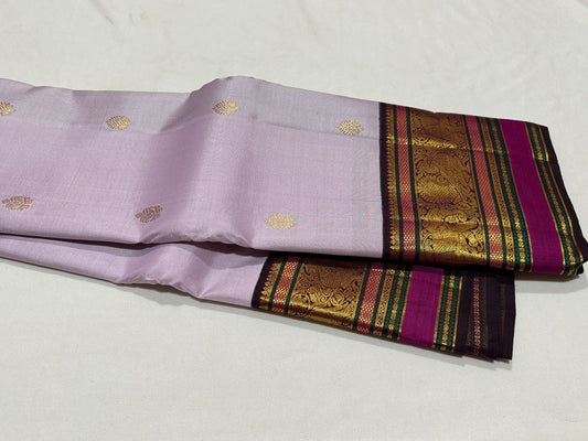 Lavender with deep purple with buttas korvai