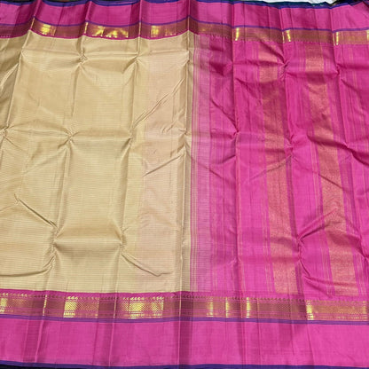 Ivory creamish white / pink korvai