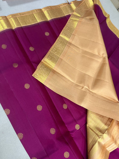 Ruby red rose gold small border buttas korvai