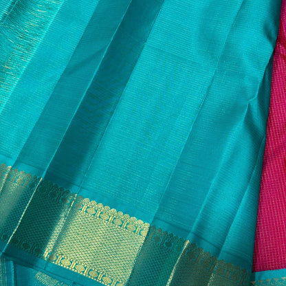 Tomato Pink / Turquoise blue vairaoosi Zari podikattam