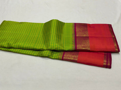 Parrot green / orange / pink muted checks
