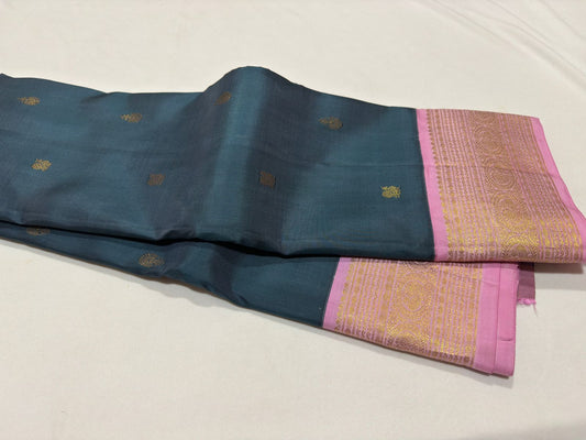 Greyish blue with pink buttas korvai