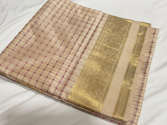 Off white with pink/gold muthukattam