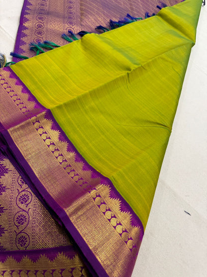 Neon green purple korvai