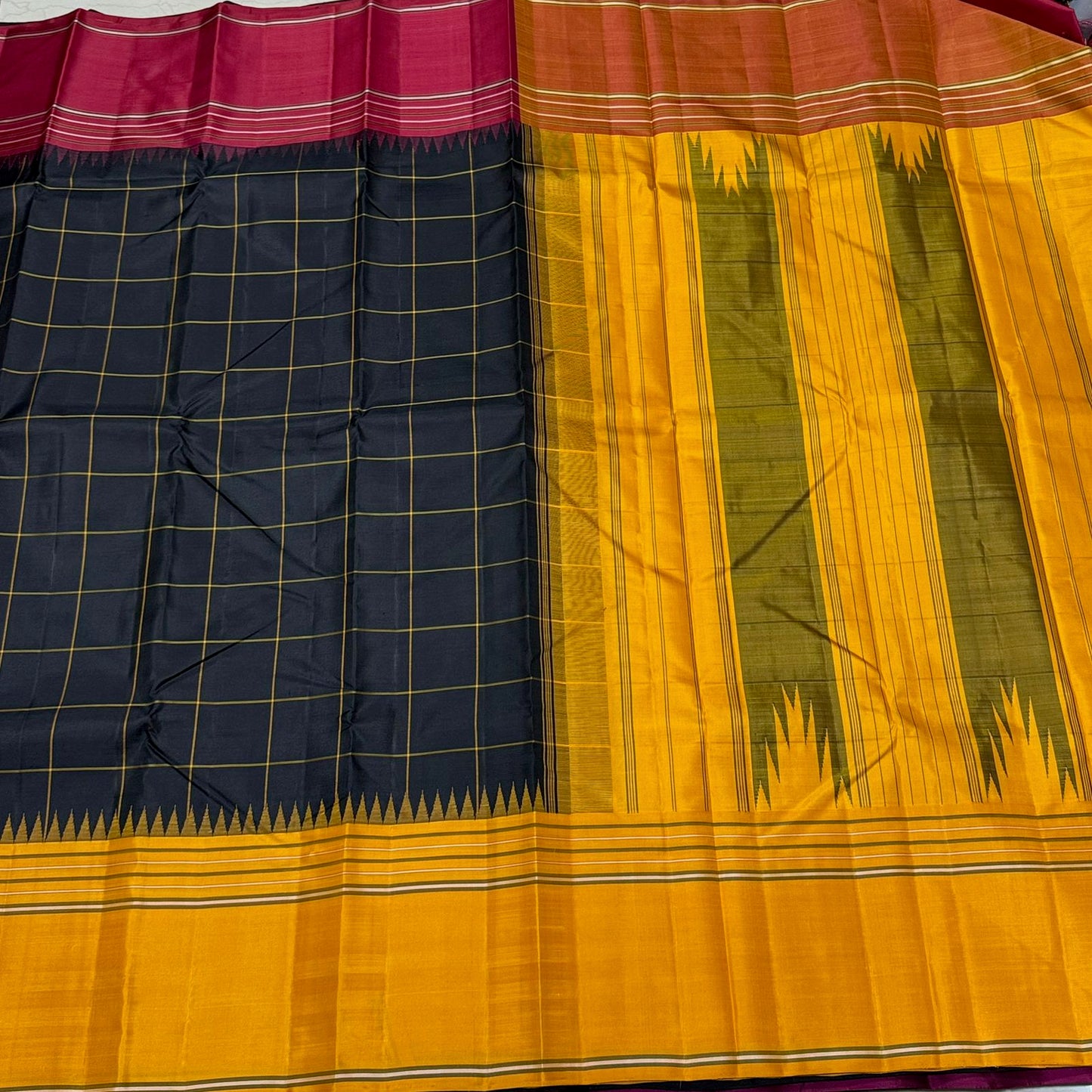 Black checks red/yellow Ganga Jamuna