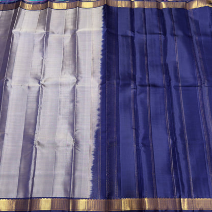 Grey with navy blue self stripes handwoven