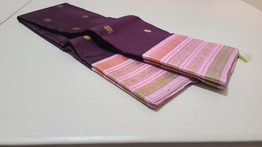 Dark brown pastel pink korvai varisaipet buttas