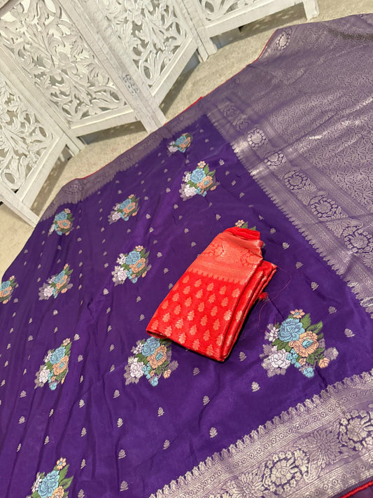 Pure Tissue benarasi - Purple
