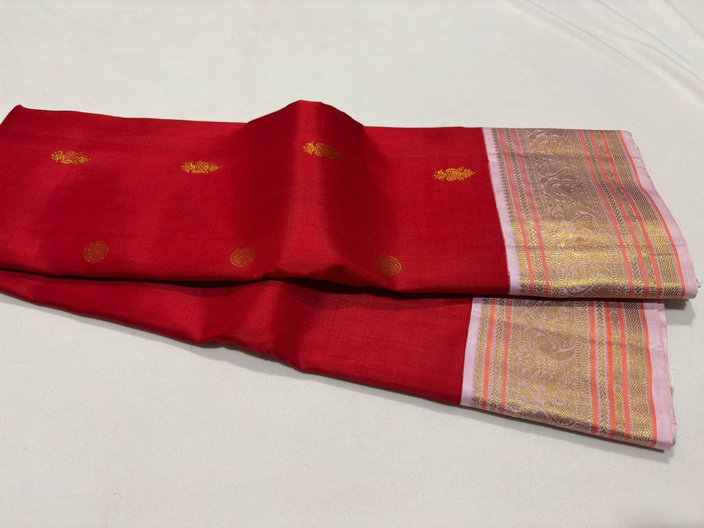 Chilli red with pink buttas korvai