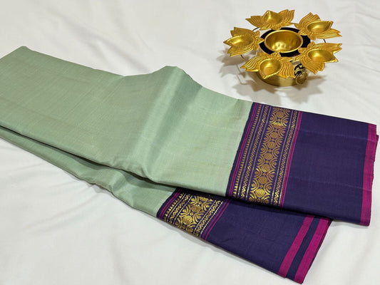 Elachi green with navy blue korvai