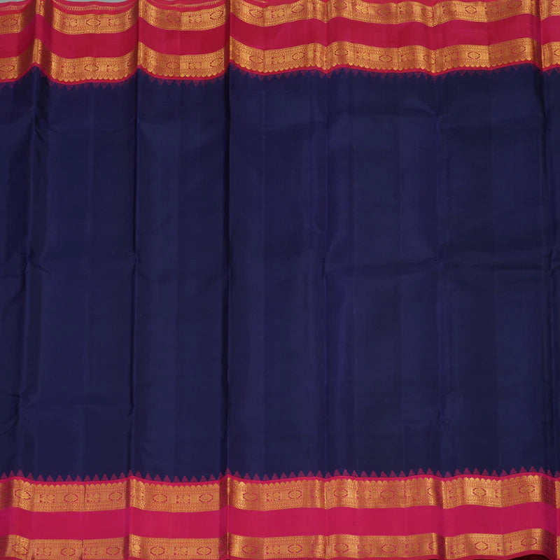 Dark blue / rani pink rettapate korvai