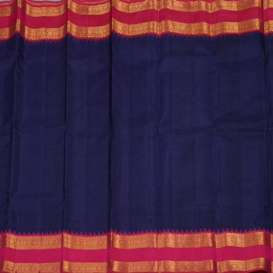 Dark blue / rani pink rettapate korvai