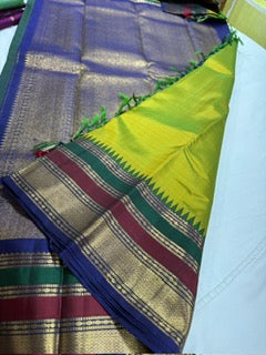 Dual tone green with multi color border with temples