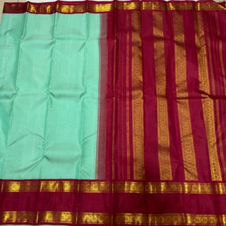 Teal green with arakku korvai