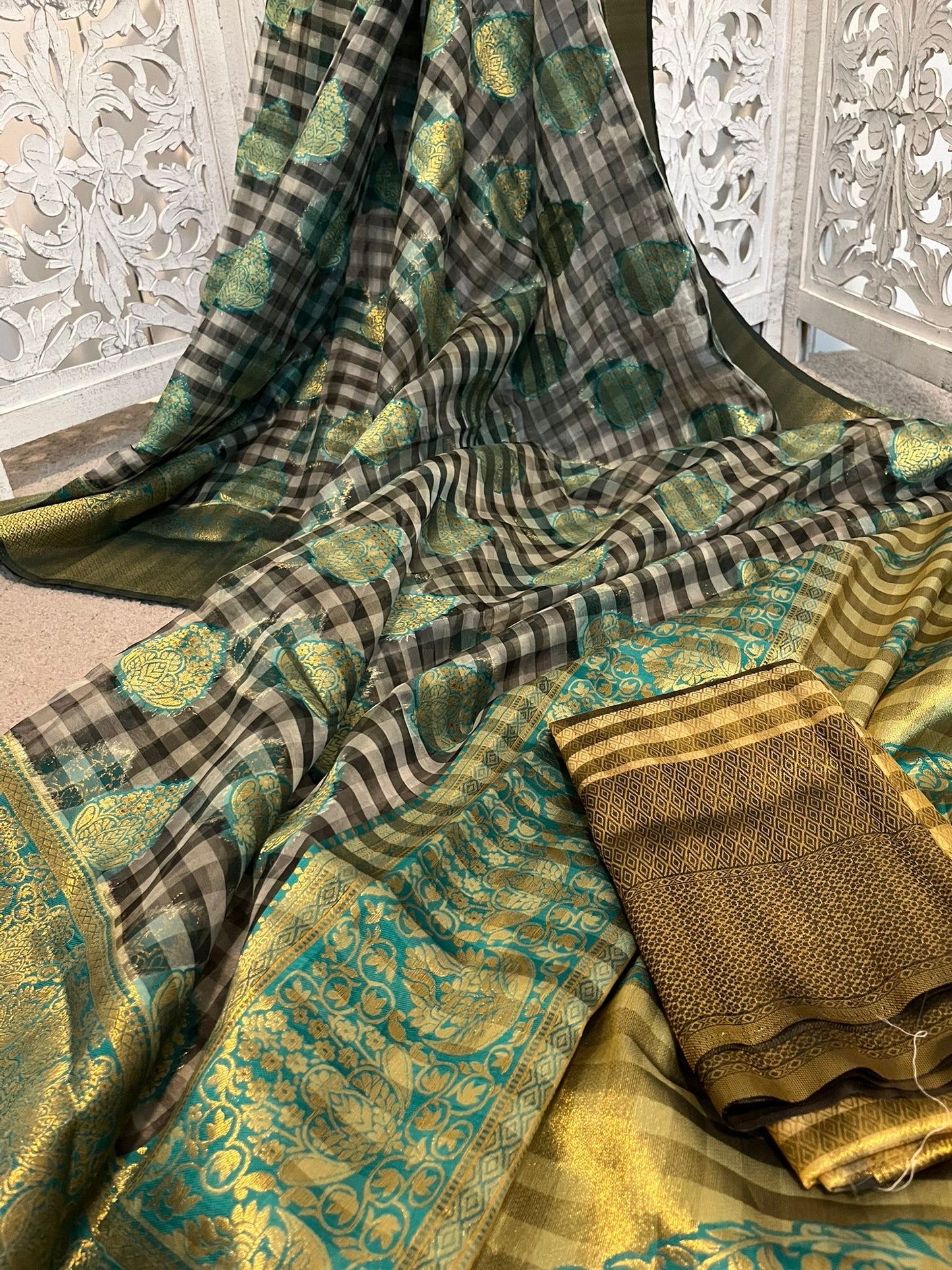 Green Kora silk Benarasi