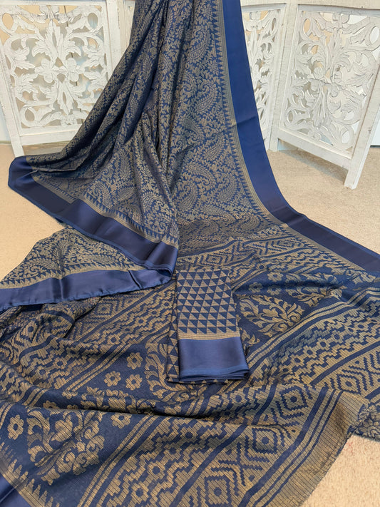 Soft Silk Satin Border - Royal blue