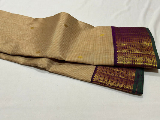 Beige with purple korvai