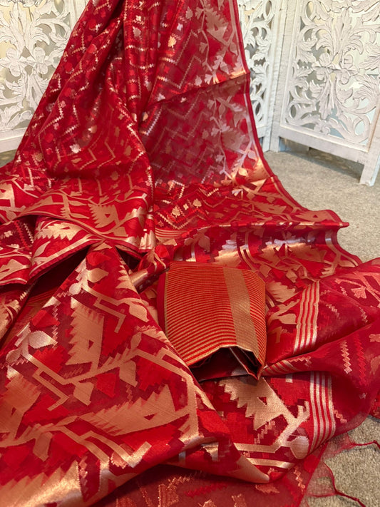 Muslin Jamdhani Red