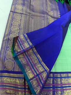 Mint green blue buttas korvai