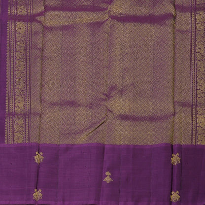 Pista green muted checks with plum purple border korvai