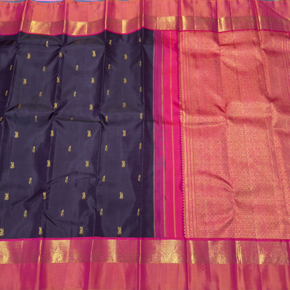 Dark blackish brown with orange pink buttas korvai