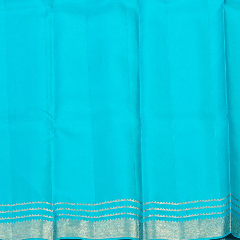 Ivory Copper sulphate blue small border korvai