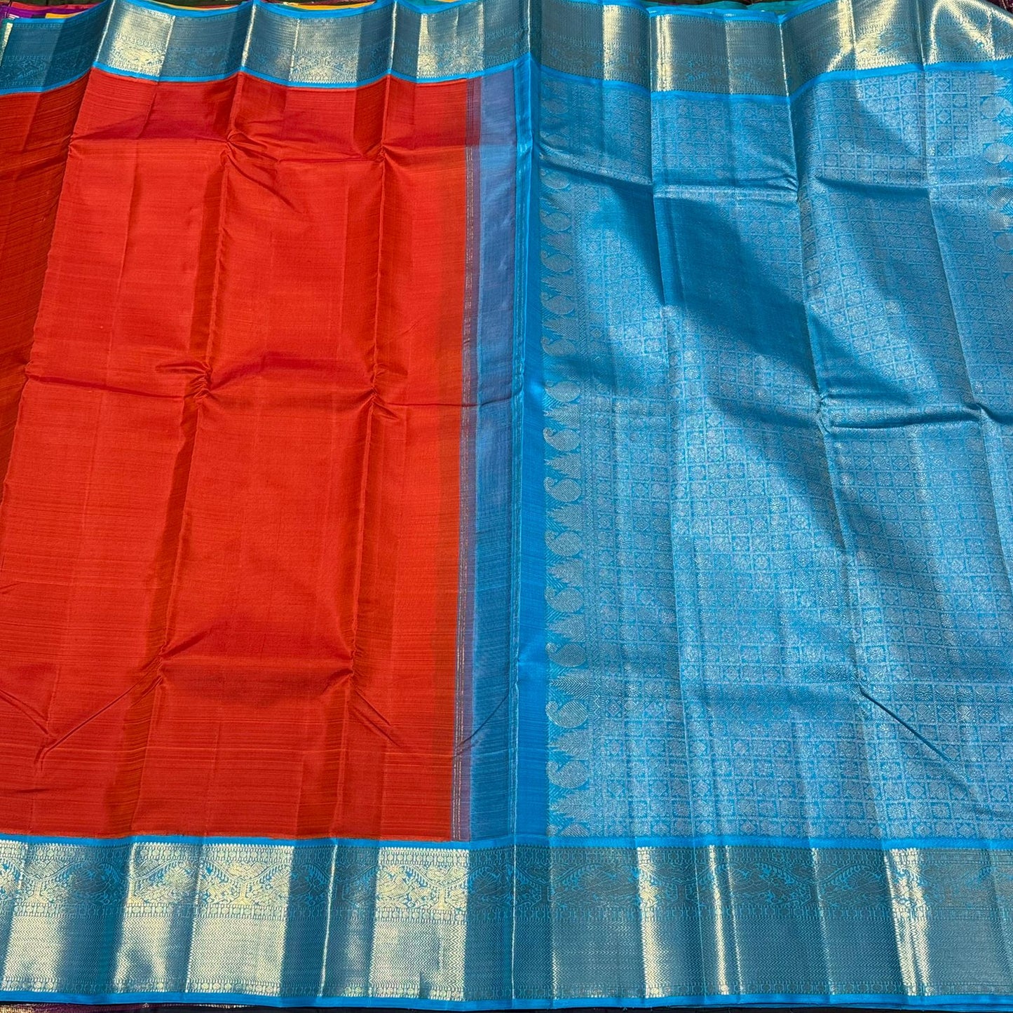 Orange / Copper sulphate blue korvai