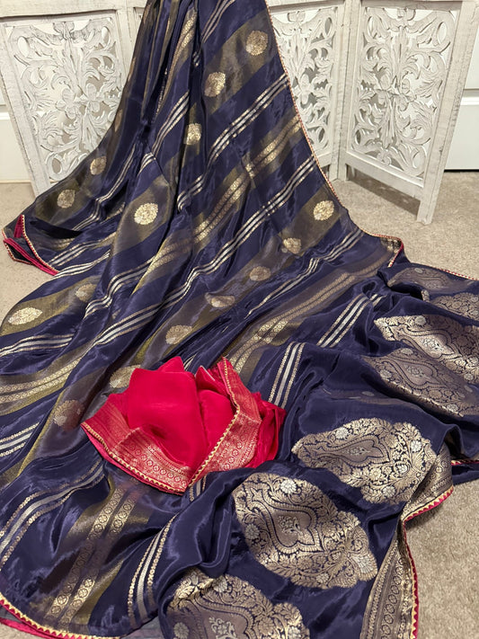Pure Tissue silk Benarasi sona / Rupa buttas - Dual Tone blue