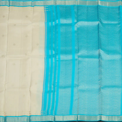 Ivory Copper sulphate blue small border korvai