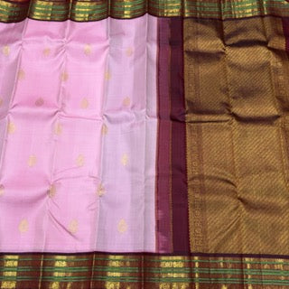 Lotus pink with burgundy varisaipet buttas korvai