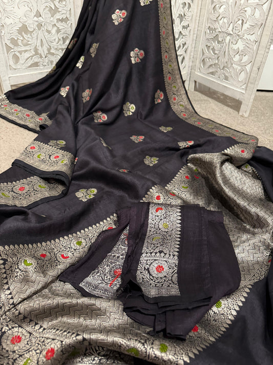 Gold / Silver black mashru benarasi