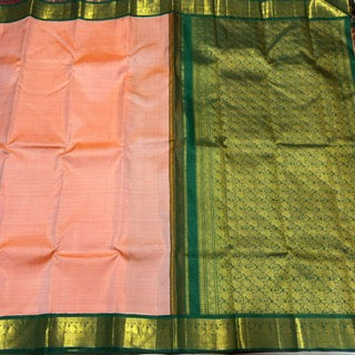 Peach with bottle green korvai
