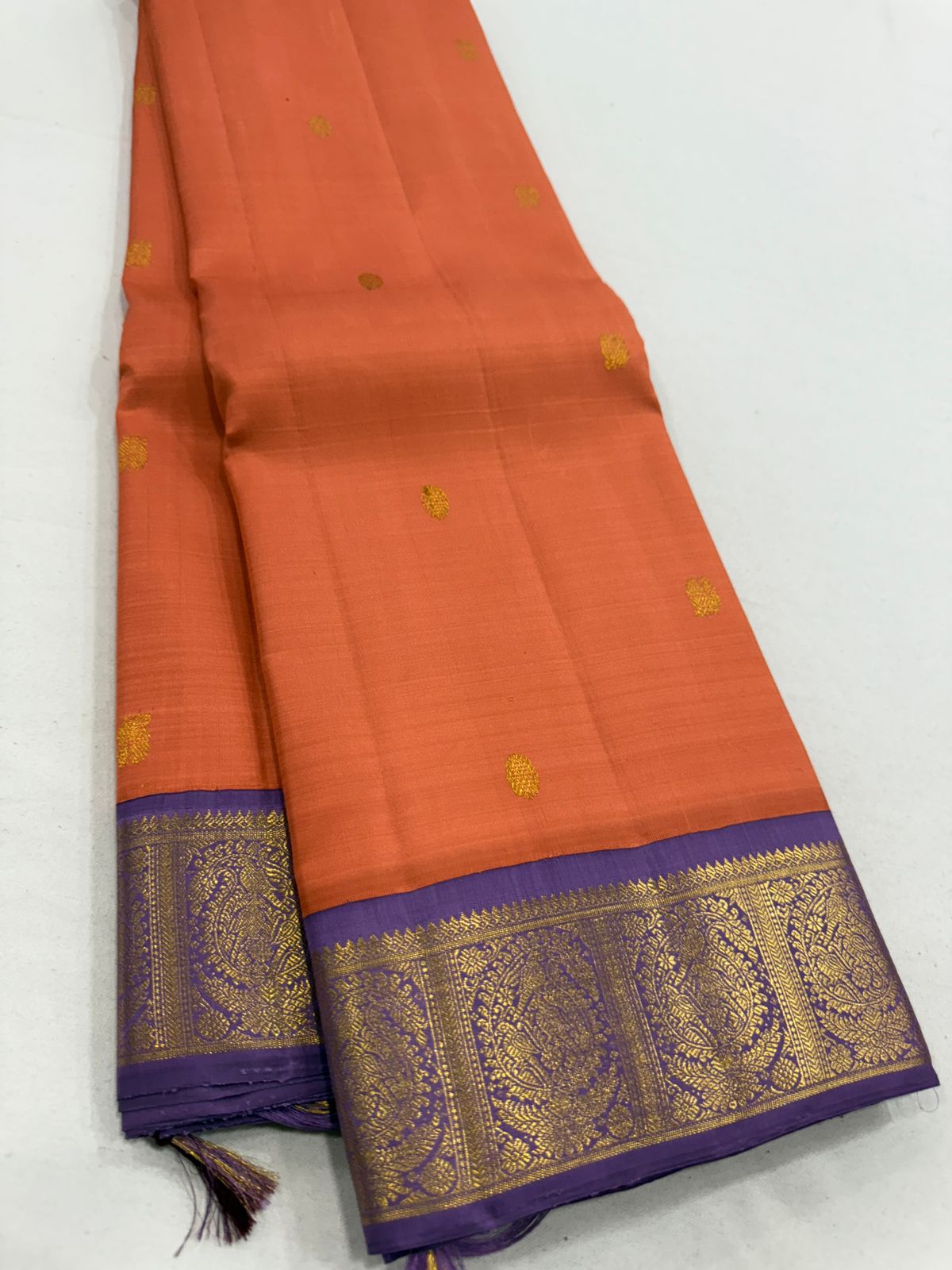 Dual tone orange with purple buttas korvai